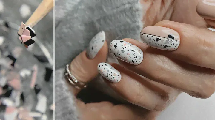 🖤Мраморная крошка/ DIY камифубуки / Современный дизайн мозаика/  Нежный маникюр терраццо